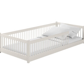 Κρεβάτι Montessori Pedro από μασίφ ξύλο με κάθετα κάγκελα, διάσταση 90x200cm.