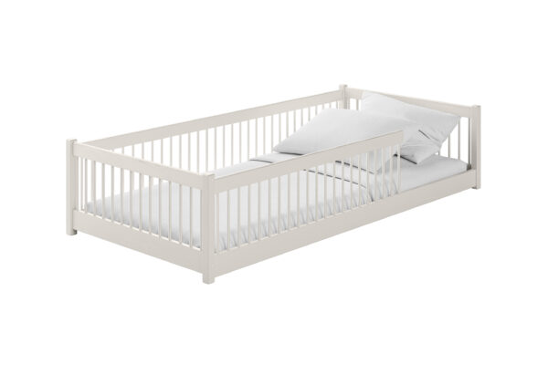 Κρεβάτι Montessori Pedro από μασίφ ξύλο με κάθετα κάγκελα, διάσταση 90x200cm.