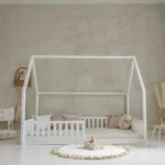Κρεβάτι Παιδικό Montessori Bianco White με κάγκελα 30cm, 120×200cm, Δώρο 10% έκπτωση στο Στρώμα