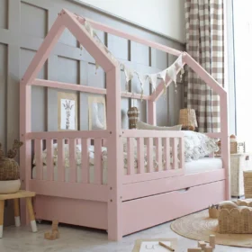 Παιδικό κρεβάτι Montessori Bianco Plus Pink με συρτάρι Luletto 100x200cm.
