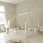 Κρεβάτι Παιδικό Montessori Bianco με κάγκελα 30cm, λευκό, με δωρεάν 10% έκπτωση στο στρώμα