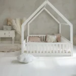 Κρεβάτι Παιδικό Montessori Bianco White Luletto, 120x200 με κάγκελα
