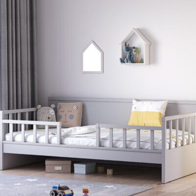 Παιδικός καναπές κρεβάτι Cilek MI-1321 γκρι με προστατευτικά κάγκελα.