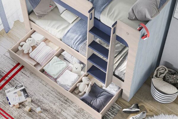 Παιδική κουκέτα TRIO TR-1402 Cilek με ενσωματωμένα ράφια και αποθηκευτικούς χώρους.