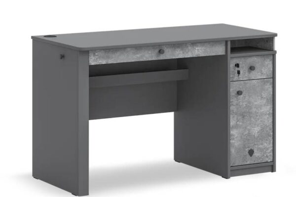 Παιδικό γραφείο SPACE GREY SG-1103 Cilek: Γκρι παιδικό γραφείο με συρτάρια και ντουλάπι.
