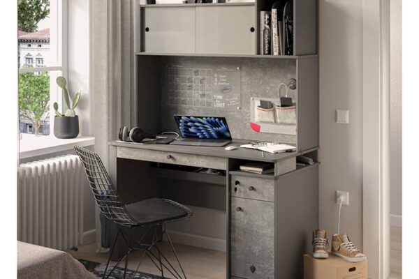 Παιδικό γραφείο SPACE GREY SG-1103-1104 Cilek: Γκρι παιδικό γραφείο με ράφια και USB.