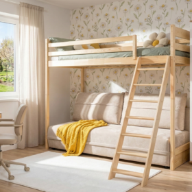 Κουκέτα Savio με καναπέ-κρεβάτι, μασίφ ξύλο, πτυσσόμενη Sofino.