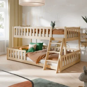 Κουκέτα Nice: Μονή-ημίδιπλη από μασίφ ξύλο Cotton, ιδανική για παιδιά.