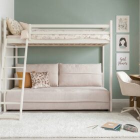 Κουκέτα Savio με πτυσσόμενο καναπέ-κρεβάτι από μασίφ ξύλο Cotton.