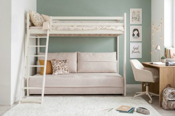 Κουκέτα Savio με πτυσσόμενο καναπέ-κρεβάτι από μασίφ ξύλο Cotton.