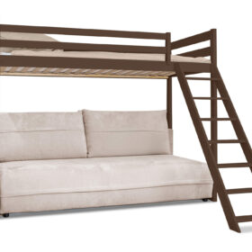 Κουκέτα Savio με πτυσσόμενο καναπέ-κρεβάτι από μασίφ ξύλο Graphite.