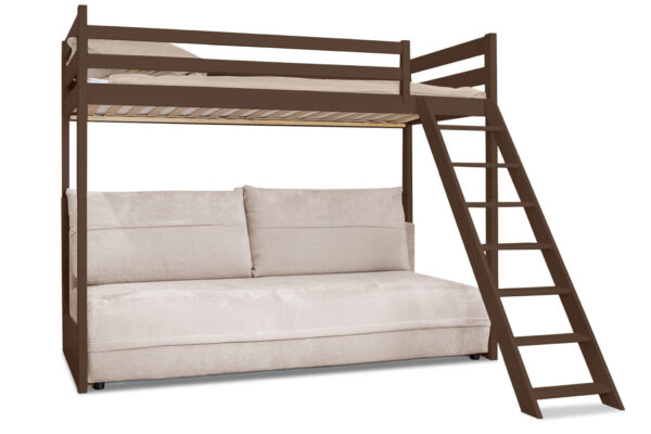 Κουκέτα Savio με πτυσσόμενο καναπέ-κρεβάτι από μασίφ ξύλο Graphite.