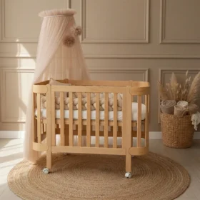 Βρεφική Κούνια Anti-Reflux Nika Natural Ingvart: Ξύλινη κούνια με πλεξούδα