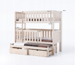 Κουκέτα Olga Natural μασίφ ξύλο με κάγκελα και συρτάρια