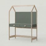 Παιδικό γραφείο House Desk Luletto, φυσικό ξύλο και πράσινο.