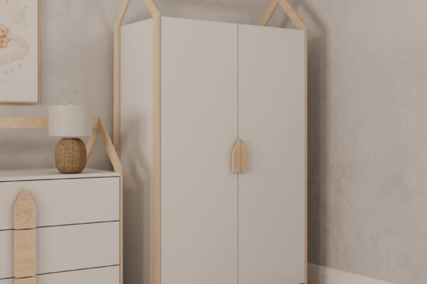 Παιδική ντουλάπα House Luletto 2φυλλη, ξύλινη, λευκή