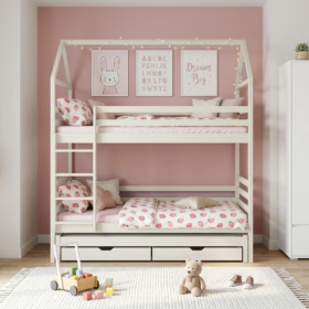 Κουκέτα Dalia Cotton μασίφ ξύλο με συρόμενο & συρτάρια