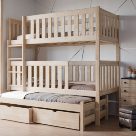 Κουκέτα Olga μασίφ ξύλο Natural με κάγκελα και συρτάρια