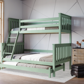 Κουκέτα Arizona μονή-ημίδιπλη, μασίφ ξύλο, πράσινο, 90/140x200cm