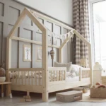 Κρεβάτι παιδικό Montessori Piola Duo σπιτάκι με κάγκελα, Luletto 90x200cm