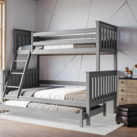 Κουκέτα Arizona μονή-ημίδιπλη, μασίφ ξύλο, γκρι, 90/160x200cm