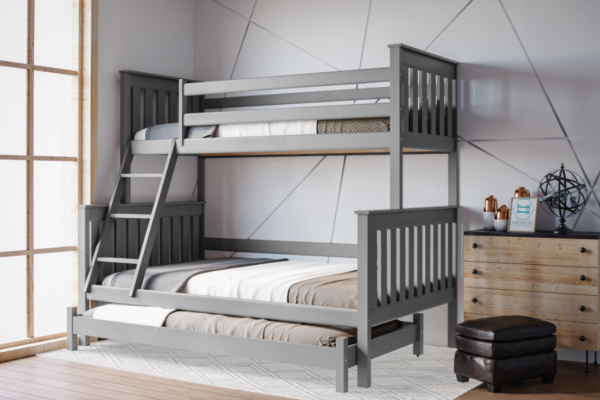 Κουκέτα Arizona μονή-ημίδιπλη, μασίφ ξύλο, γκρι, 90/160x200cm