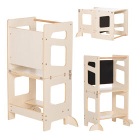 Πύργος εκμάθησης Ricki Montessori με πίνακα, φυσικό ξύλο