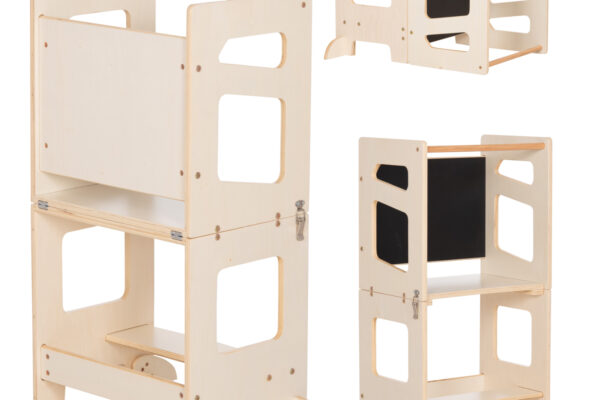 Πύργος εκμάθησης Ricki Montessori με πίνακα, φυσικό ξύλο