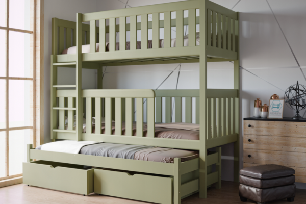 Κουκέτα Olga μασίφ ξύλο, 90x200cm, με κάγκελα και συρτάρια