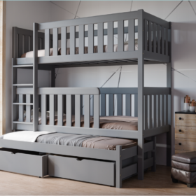 Κουκέτα Olga μασίφ ξύλο, 90×200cm, με κάγκελα και συρτάρια