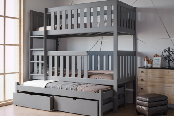 Κουκέτα Olga μασίφ ξύλο, 90×200cm, με κάγκελα και συρτάρια