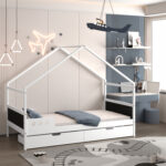 Παιδικό κρεβάτι Montessori Houser White με αποθηκευτικά συρτάρια