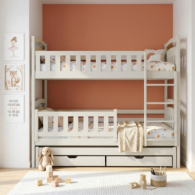 Κουκέτα Blanka White μασίφ ξύλο με συρόμενο & συρτάρια