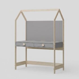 Παιδικό γραφείο House Desk, ξύλινο, με 2 συρτάρια, γκρι