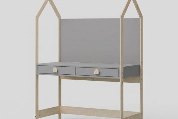 Παιδικό γραφείο House Desk, ξύλινο, με 2 συρτάρια, γκρι
