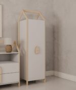 Παιδική ντουλάπα House Luletto μονόφυλλη, ξύλινη, με οροφή.