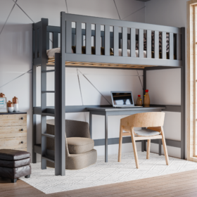 Υπερυψωμένο κρεβάτι Leon από μασίφ ξύλο Graphite 90x200cm