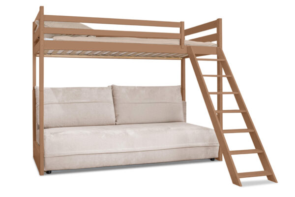 Υφή υφάσματος καναπέ-κρεβάτι κουκέτας Savio, χρώματος Milk Chocolate.