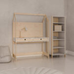 Παιδικό γραφείο House Desk Luletto Natural & White, ρυθμιζόμενο ύψος.