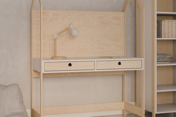 Παιδικό γραφείο House Desk Natural & White Luletto, ρυθμιζόμενο ύψος