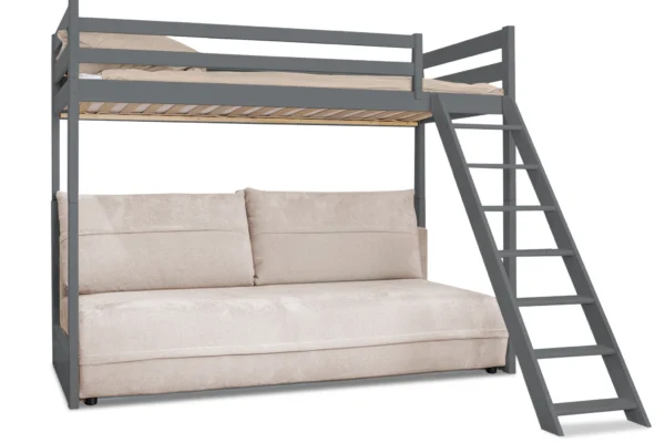 Κουκέτα Savio με πτυσσόμενο καναπέ-κρεβάτι από μασίφ ξύλο Grey 90x200/140x200cm.