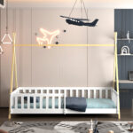 Λευκό κρεβάτι Montessori Munk από μασίφ ξύλο, 90x190cm.