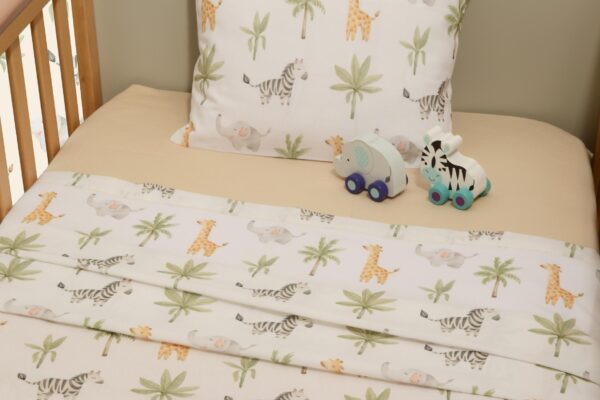 Σετ σεντόνια κούνιας Baby Oliver 3τεμ. με σχέδια ζώων σαφάρι.