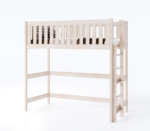 Υπερυψωμένο κρεβάτι Leon, μασίφ ξύλο, φυσικό, με σκάλα