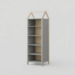 Παιδική βιβλιοθήκη House Luletto, λευκή, φυσικό ξύλο