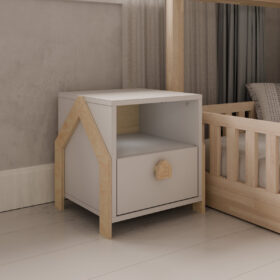 Παιδικό κομοδίνο House Luletto, λευκό, ξύλινο, σπιτάκι