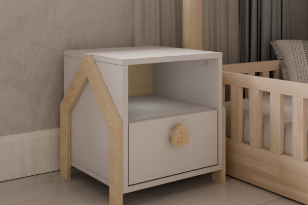 Παιδικό κομοδίνο House Luletto, λευκό, ξύλινο, σπιτάκι