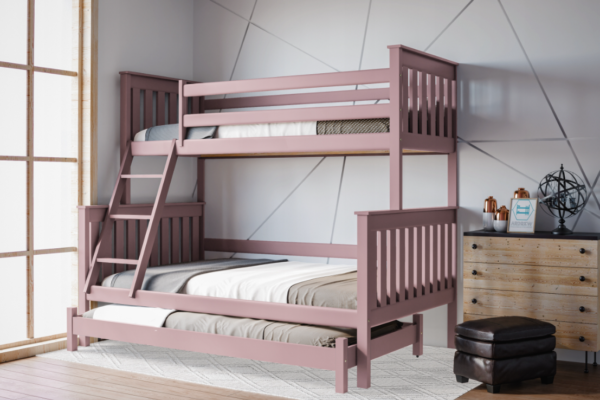 Κουκέτα Arizona μονή-ημίδιπλη από μασίφ ξύλο, ροζ