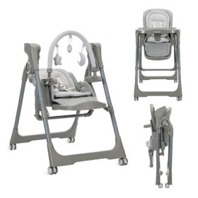Καρεκλάκι φαγητού – Κούνια Nomino 3in1 Grey Leather