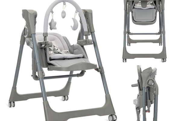 Καρεκλάκι φαγητού – Κούνια Nomino 3in1 Grey Leather